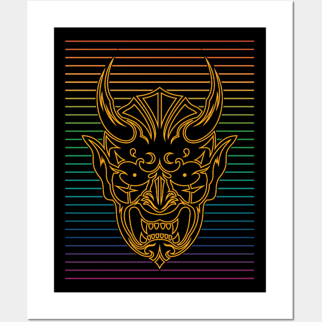 Shinigami Japanese Mask Lines Wall Art by Cemploex_Art